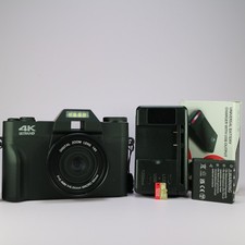 4K Ultra HD Flip Screen Digital Camera 24.0MP Black Tested Full Working Set