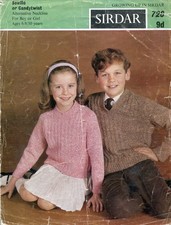 Sirdar 720 Child Raglan Sweater Aran 6-10 years Vintage Knitting Pattern