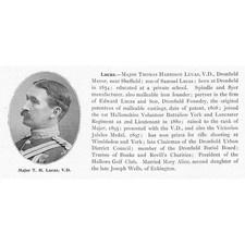 Major Thomas Harrison Lucas of Dronfield Manor, Yorkshire Antique Print 1901