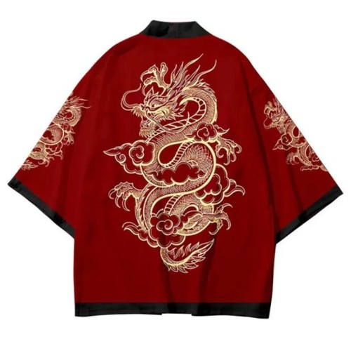 Unisex dragon print - unisex, kimono