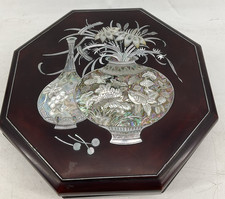 Vintage Chinese Lacquer Jewellery Box Mother of Pearl Inlay