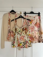 Stunning Marccain 3 piece pure silk mix outfit, skirt, top, cardigan UK 10 N2 N3