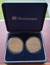 2 x £5 COINS HORATIO NELSON & THE BATTLE OF TRAFALGAR / WESTMINSTER BOX