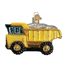 Old World Christmas TOY DUMP TRUCK (44085) Glass Ornament w/ OWC Box
