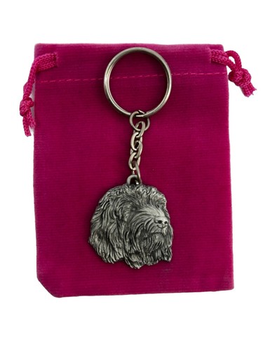 Labradoodle pewter keyring - pewter,