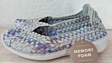 NEW - Ladies Size UK 6 PAVERS Silver Shimmer Slip-On Shoes Memory Foam Sparkly