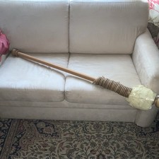 Solid Wooden Curtain Rail Pole Set with Rings, Finials Balls, Fixings & Brackets