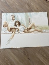 Male Nudes Gay Art Watercolour On Cardboard By Miles Antony Signed Unframed Lrg