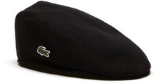 Lacoste Unisex RK0345-51 Pique Cotton Flat Cap in Black, Size M/57cm BNWT 