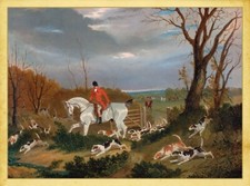 Fox Hunting Vintage Painting Art Old retro print wall poster
