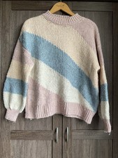 New Look Pink/Blue Mix Fuzzy Texture Ladies Jumper Sz S