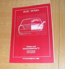 Porsche 911 SC / 911 Turbo Interior & Exterior Colour Guide Brochure 1980-1981