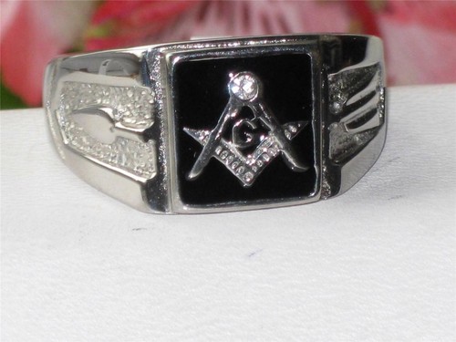 Mens masonic ring - onyx, pinky