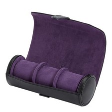 WOLF Black Pebble 305628 Heritage Vegan Leather Triple Watch Roll. RRP £195