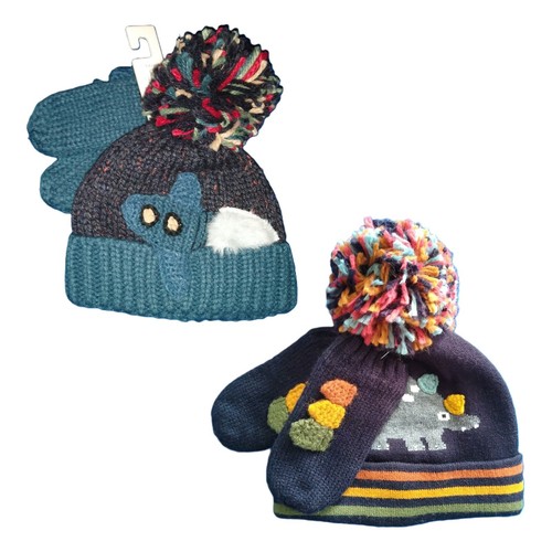 Boy winter hat mittens set - hat,