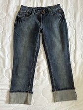 Ladies Clockhouse C&A Cropped Jeans, Flower Motifs, Size 10, Brand New Unworn