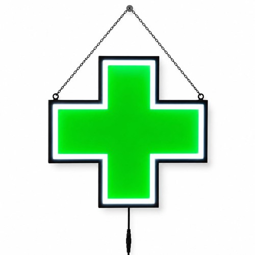 Green cross led window - 24",