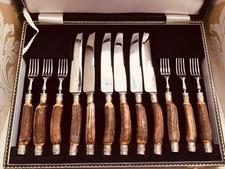 Cased 12 Piece Antler Horn