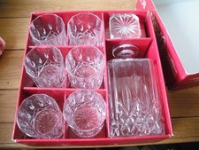 6 x Royal Crystal Rock OPERA Lead Crystal Whiskey Rocks Glasses & Decanter Boxed