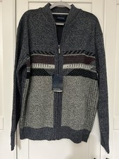 Mens Tootal Full Zipper Cardigan Size Large Navy / Grey