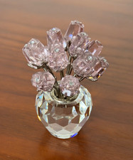 Swarovski Beautiful Crystal Vase with 12 Pink Roses boxed 628343 Height 6cm