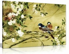 Oriental Canvas Art Birds Plum