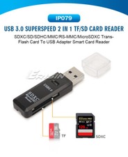 2 in 1 USB Memory Card Reader Adapter for Micro SD MMC SDHC TF M2 MS to128GB