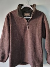 Musto Performance Mens 1/4 Zip Khaki Green Wool Blend Fleece Jumper Pullover M