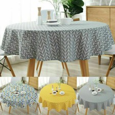 Round Table Cloth Cover Printed Linen Household Dining Party Tablecloth 150cm