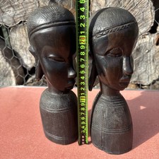 Carved Heavy African Ebony Busts