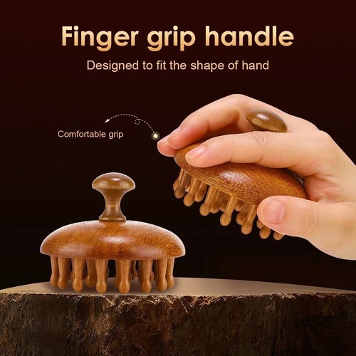 Wooden scalp massager head - wooden,