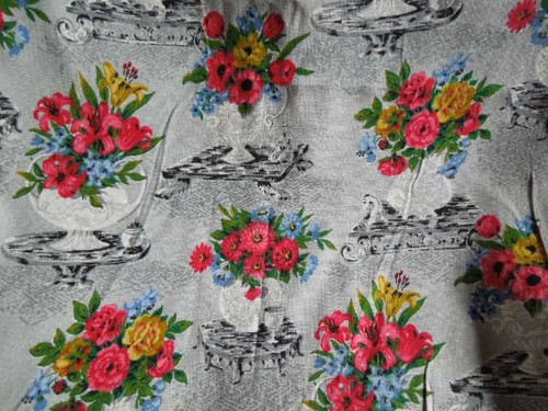 Vintage 1950s curtain material - vintage,