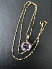 Italian 10K Gold Amethyst Pendant Necklace, Mariner Chain – B'ham 2018 - 3.45g