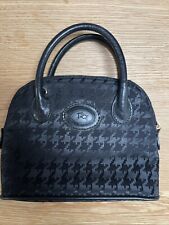 Luigi Black Mini Tiny Tote Handbag Great Condition 18x16cm Dogtooth Pattern
