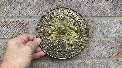 Antique brass safe plaque - antique,