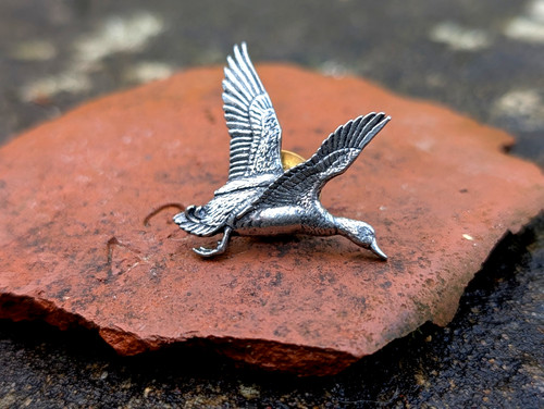 Vintage mallard duck pewter - duck,