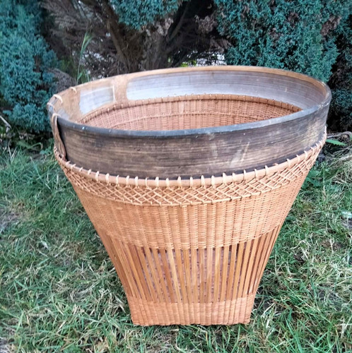 Vintage wicker waste paper bin