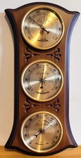 Traditional Weather Station. Barometer Hygrometer Thermometer. With wooden frame