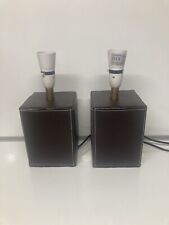 X2 Faux Leather Dark Brown Rectangle Table Lamps 12 cm x 16 cm