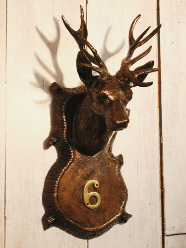 Stag head door plaque cast - stag,