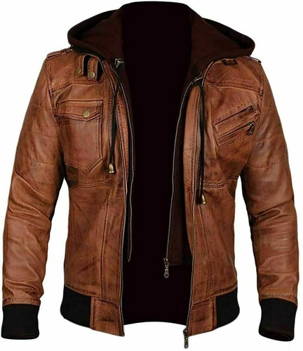 Mens brown motorcycle hooded - mens,