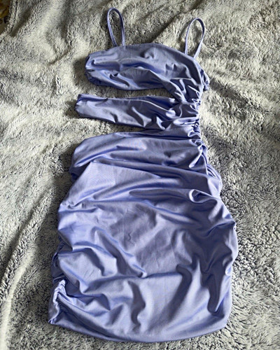Purple ruched mini dress - dress, size