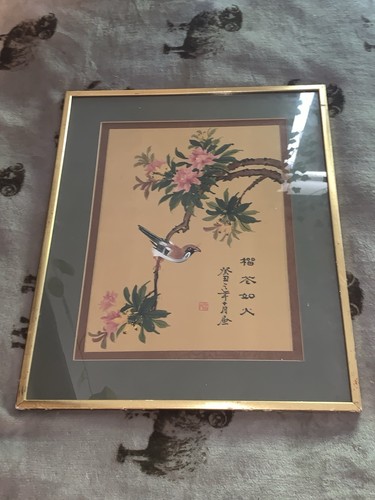 Vintage chinese bird flower - chinese,