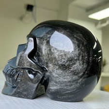Large silver obsidian skull - large,