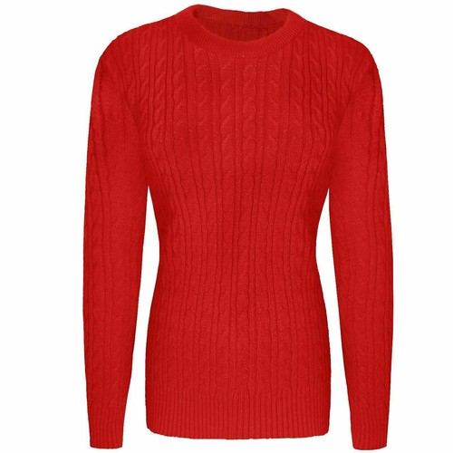 Ladies women cable knit - knit, crew