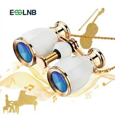4 x 30 Opera Theater Binocular Glasses Antique Style White pearl with Gold Trim