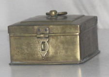 Old VINTAGE TRIBAL Original Mughal Casting Brass Jewelry Box 8939