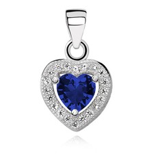 925 Sterling Silver Heart Necklace or Pendant Blue Cubic Zirconia Gift Present