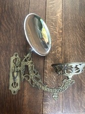 Antique Victorian Gilt Cast Iron Oil Lamp Wall Bracket Mercury Reflector  Nice!