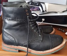 BARBOUR LOVELY LEATHER BLACK Brogue Boots. UK Size 6,39.Men's/Women's.GREAT CON